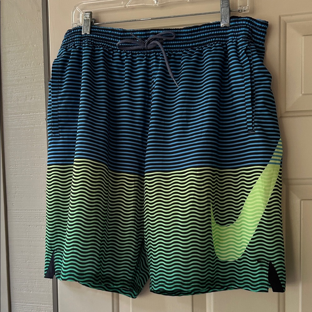 Nike Blue and Green Men's Swim Shorts